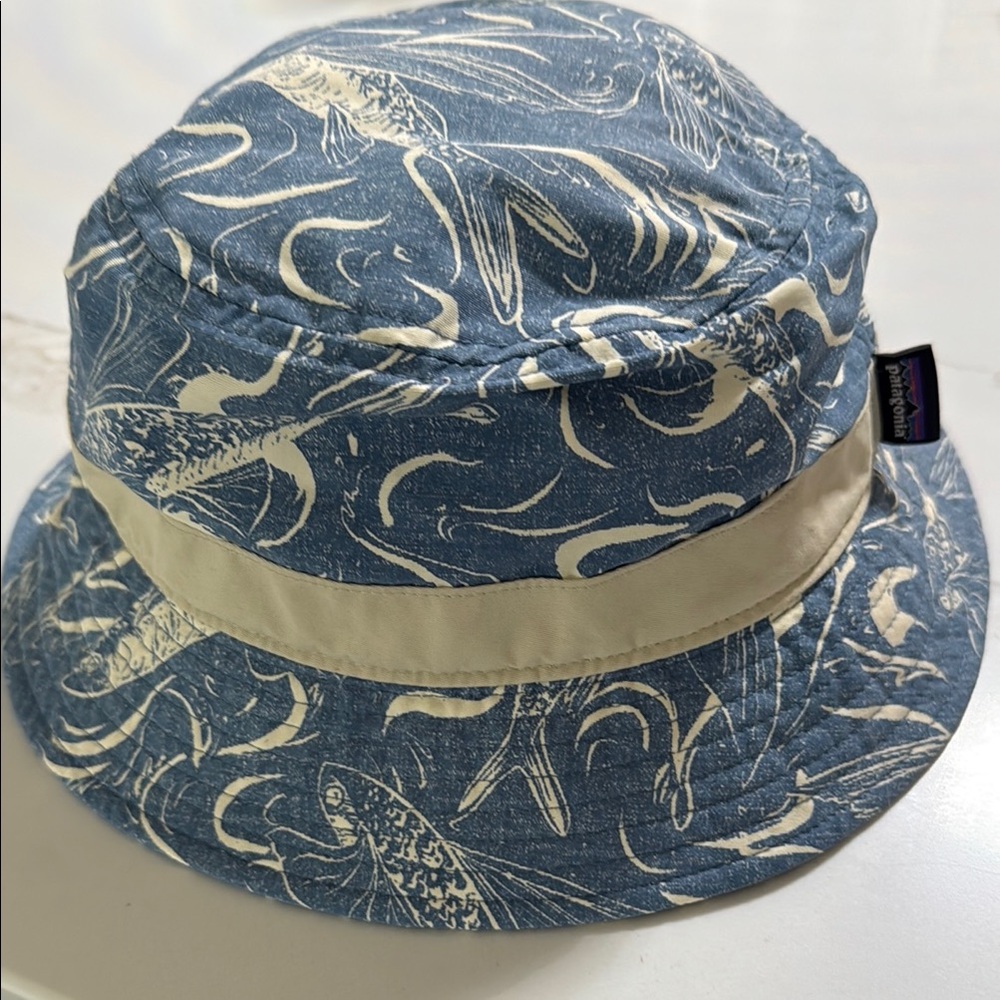 Patagonia Blue and Cream Bucket Hat